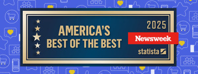 Official logo for Newsweek's 2025 America's Best of the Best, also displaying the logo for statista