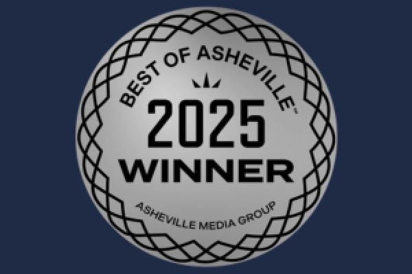 Best of Asheville 2025 Official Silver Medallion Logo on a navy background